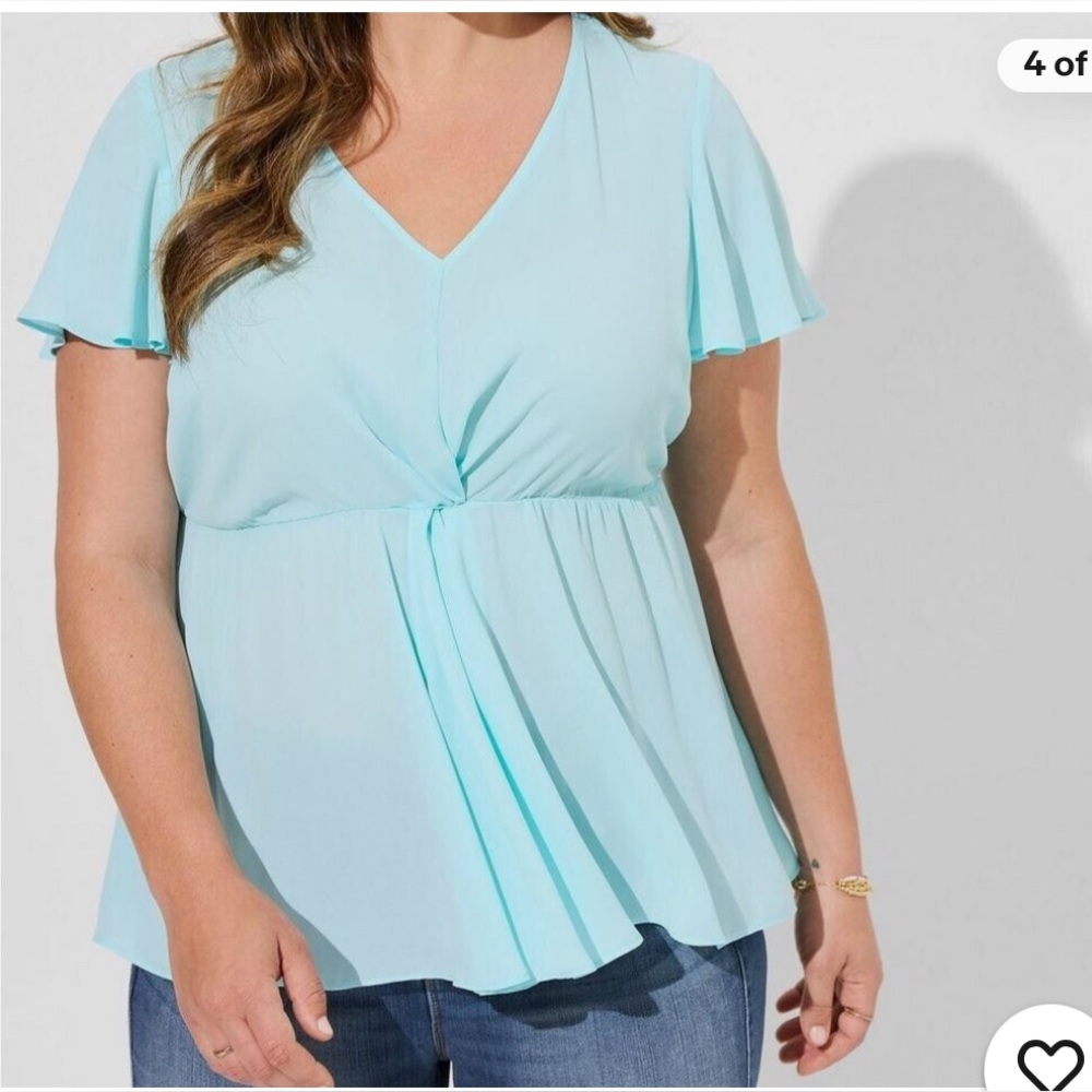 TORRID Georgette Twist Surplice Flutter Sleeve Blouse